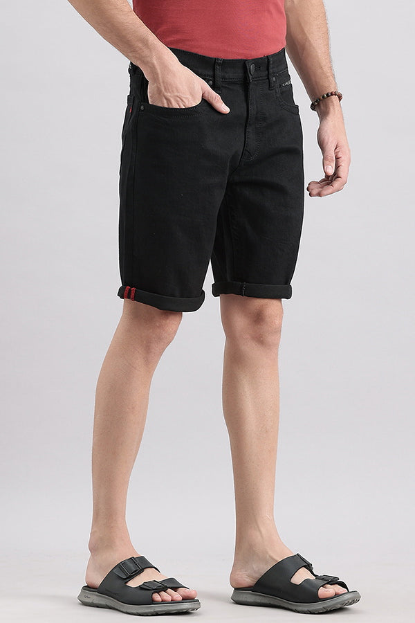 Black Denim Short (Denim Slim Fit)