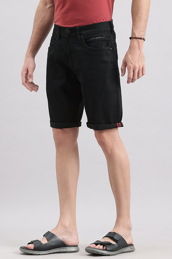 Black Denim Short (Denim Slim Fit)