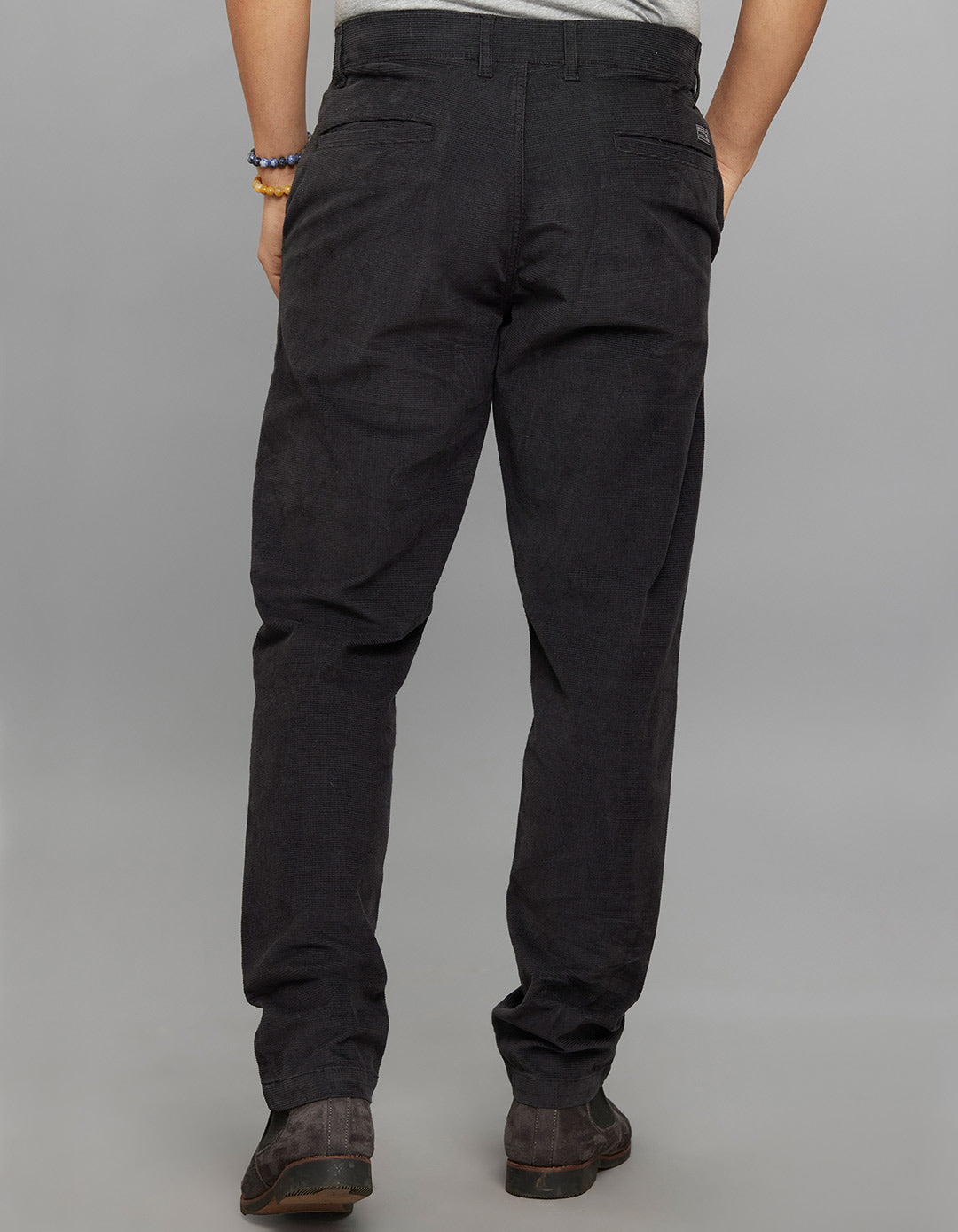 Grey Regular Straight Fit Corduroy Chino