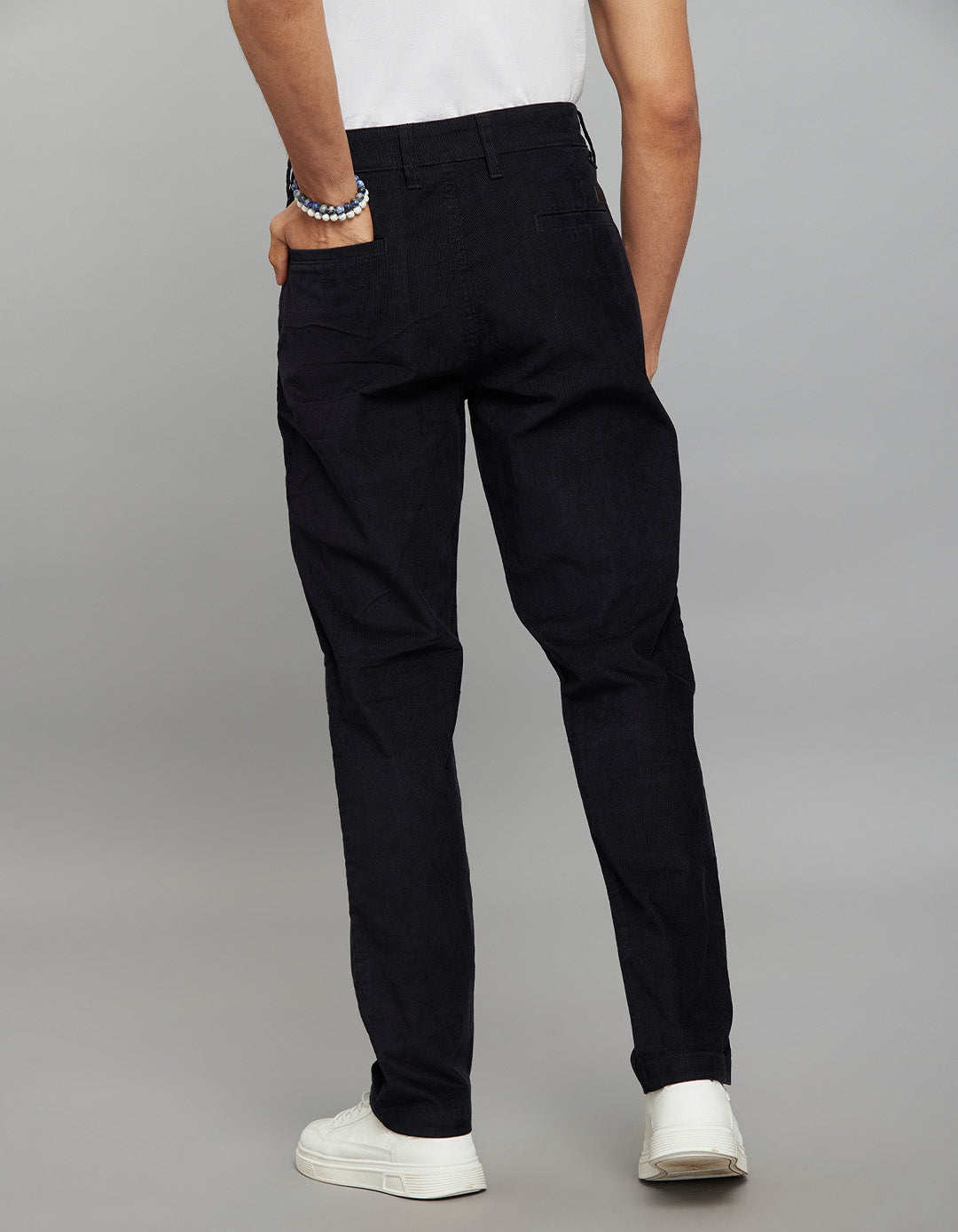 Black Regular Straight Fit Corduroy Chino
