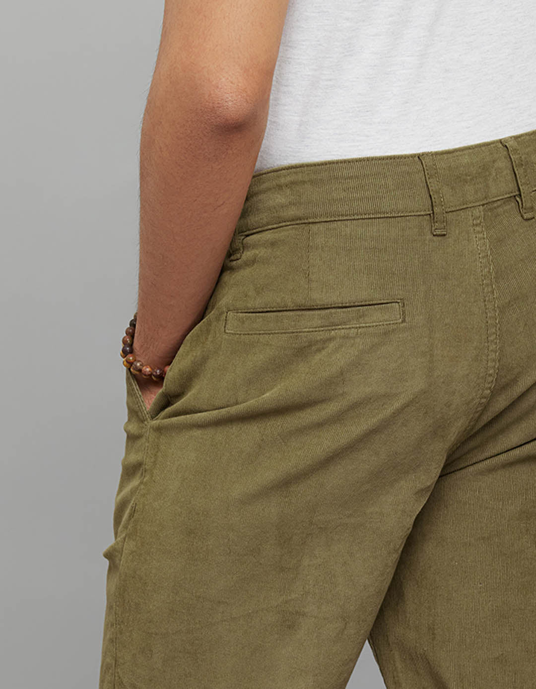 Olive Regular Straight Fit Corduroy Chino