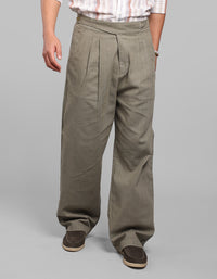 Green Pleated Korean Fit Cotton Pants