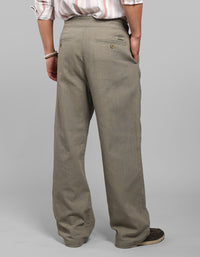 Green Pleated Korean Fit Cotton Pants