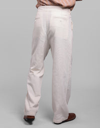 Off White Pleated Korean Fit Cotton Pants