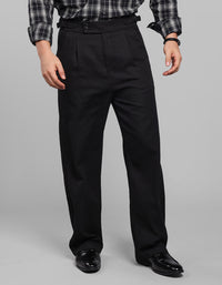 Black Pleated Korean Fit Cotton Pants