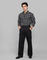 Black Pleated Korean Fit Cotton Pants