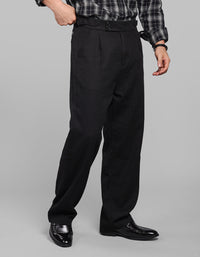 Black Pleated Korean Fit Cotton Pants