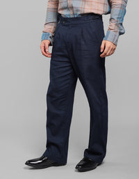 Dk Navy Pleated Korean Fit Cotton Pants