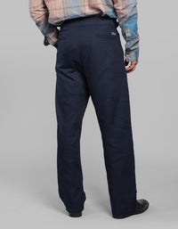 Dk Navy Pleated Korean Fit Cotton Pants