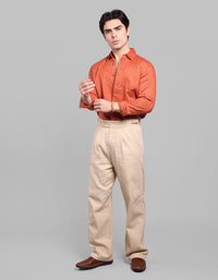 Lt Khaki Pleated Korean Fit Cotton Pants