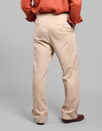 Lt Khaki Pleated Korean Fit Cotton Pants