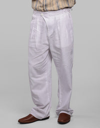 White Pleated Korean Fit Cotton Pants