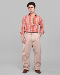 Lt Khaki Loose Arc Fit Cotton Stretch Chinos