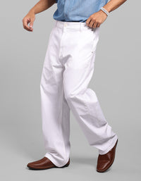 White Loose Arc Fit Cotton Stretch Chinos