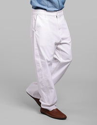 White Loose Arc Fit Cotton Stretch Chinos