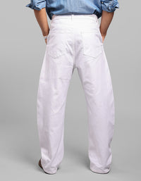 White Loose Arc Fit Cotton Stretch Chinos
