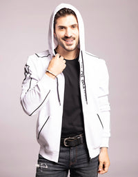 White Full Sleeves Zipper Hoodie