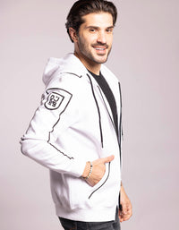 White Full Sleeves Zipper Hoodie