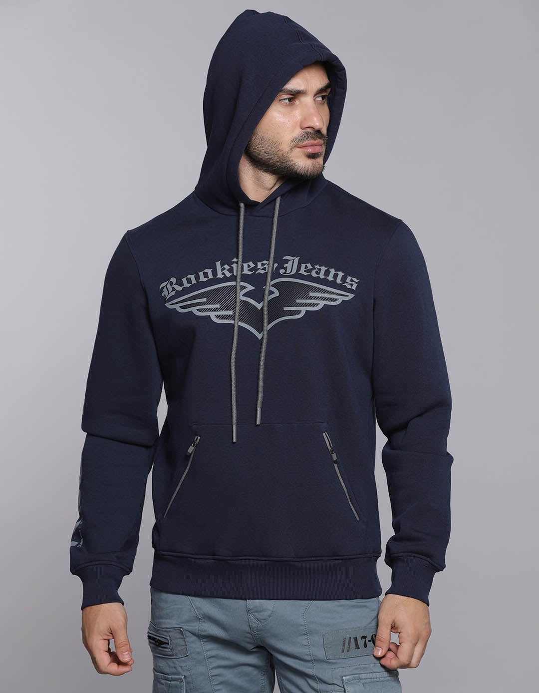 Navy Blue Full Sleeves Hoodie