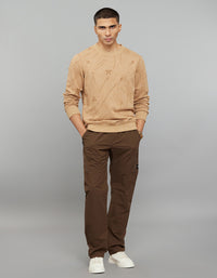 Dark Khaki Round Neck Full Sleeves Sweat Shirt