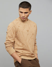 Dark Khaki Round Neck Full Sleeves Sweat Shirt
