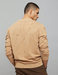 Dark Khaki Round Neck Full Sleeves Sweat Shirt