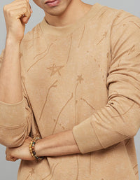 Dark Khaki Round Neck Full Sleeves Sweat Shirt