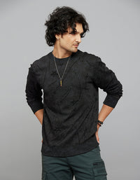 Black Round Neck Full Sleeves Sweat Shirt