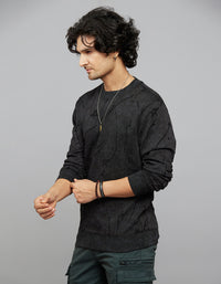 Black Round Neck Full Sleeves Sweat Shirt