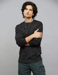Black Round Neck Full Sleeves Sweat Shirt