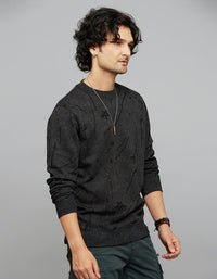 Black Round Neck Full Sleeves Sweat Shirt