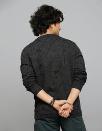 Black Round Neck Full Sleeves Sweat Shirt