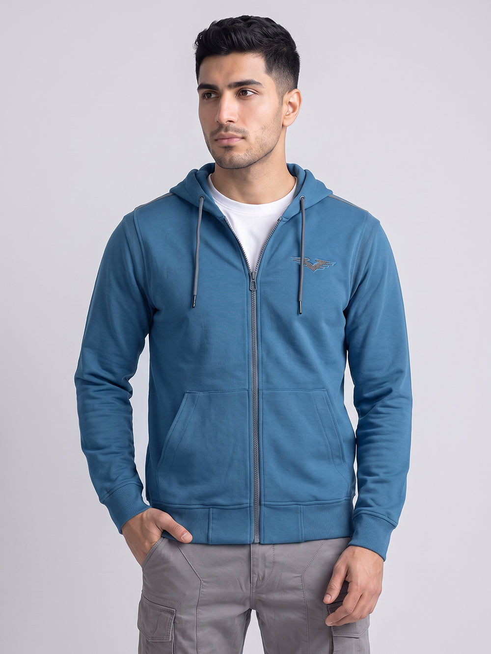Bright Blue Zipper Front Hoodie