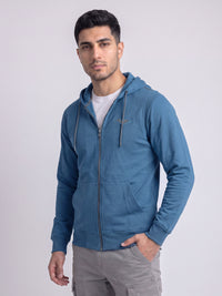 Bright Blue Zipper Front Hoodie