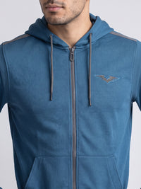 Bright Blue Zipper Front Hoodie