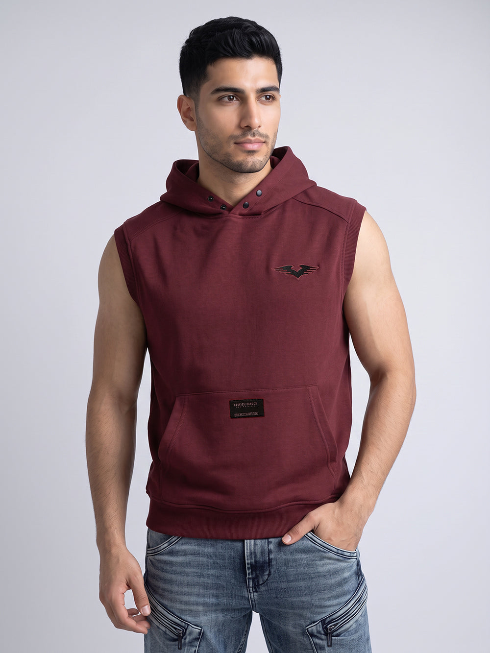 Maroon Sleeveless Hoodie