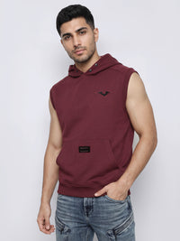 Maroon Sleeveless Hoodie