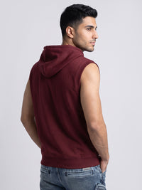 Maroon Sleeveless Hoodie