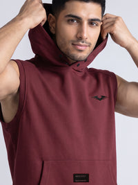 Maroon Sleeveless Hoodie