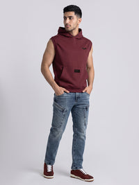 Maroon Sleeveless Hoodie
