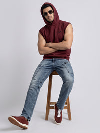 Maroon Sleeveless Hoodie