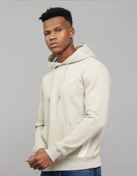 Beige Full Sleeves Hoodie With Front Kangaroo Pockets