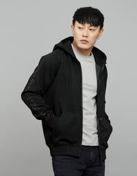Black Full Sleeves Hoodie With Front Kangaroo Pockets