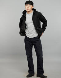 Black Full Sleeves Hoodie With Front Kangaroo Pockets