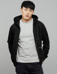 Black Full Sleeves Hoodie With Front Kangaroo Pockets