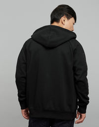 Black Full Sleeves Hoodie With Front Kangaroo Pockets