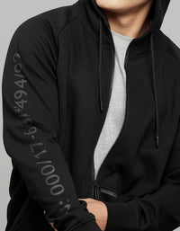 Black Full Sleeves Hoodie With Front Kangaroo Pockets