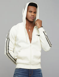 Off White Zipper Front Full Sleeves Hoodie