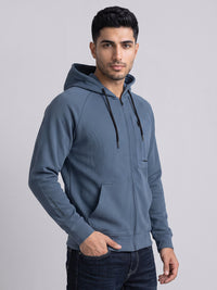 Navy Blue Zipper Front Hoodie