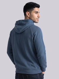 Navy Blue Zipper Front Hoodie